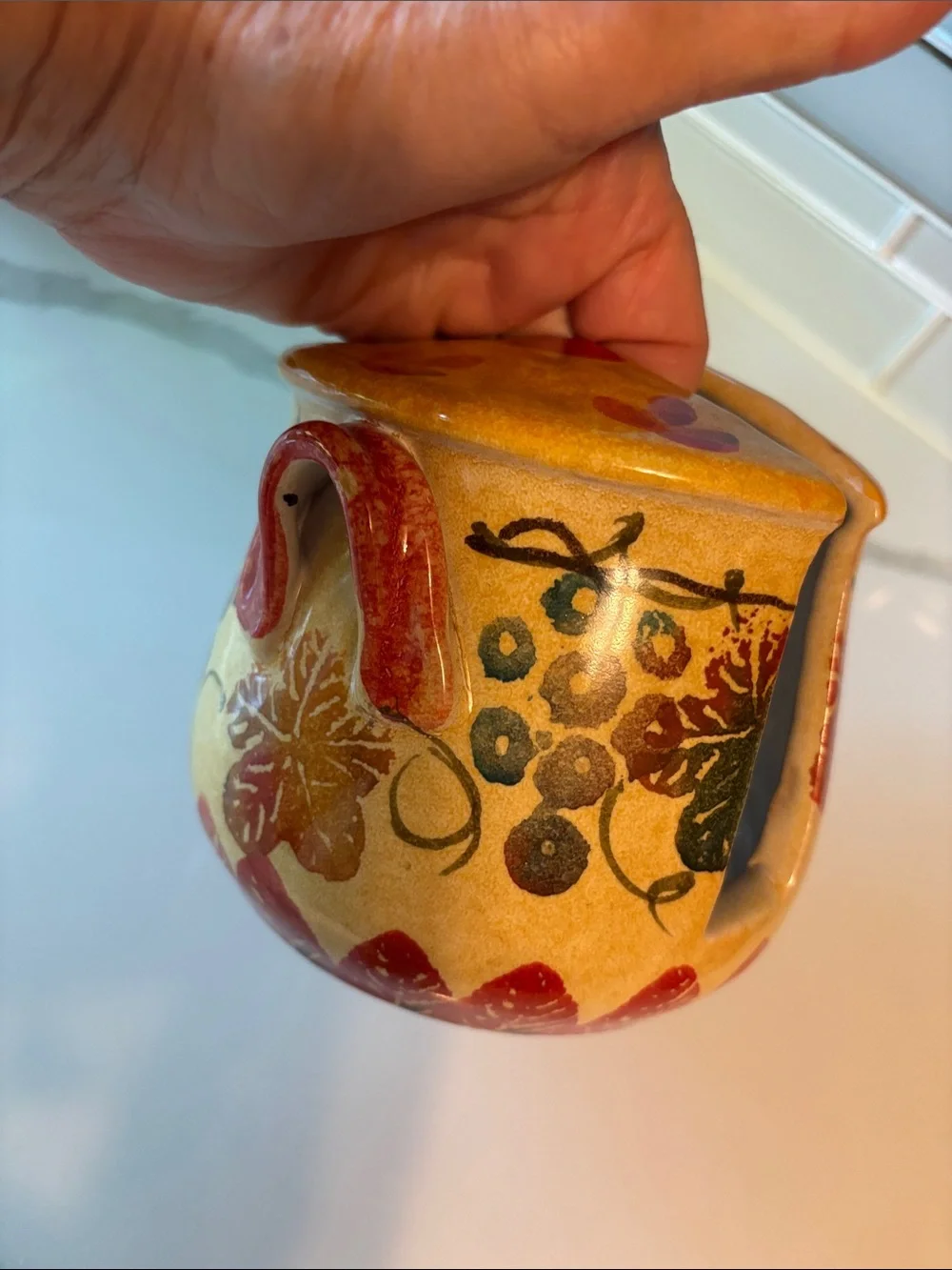 Italica ARS Vintage Ceramic hand Painted Napkin Holder with Fall Motif